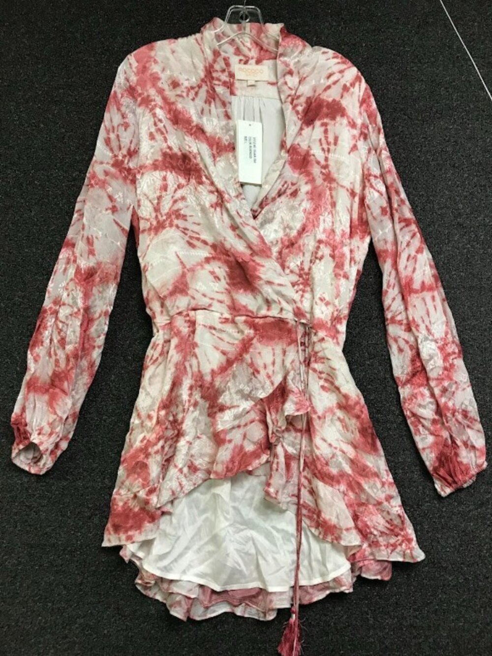 Rococo Sand Red and White Asymmetrical Wrap Dress